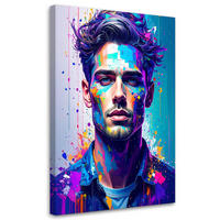 LEINWANDBILD Abstrakt Porträt eines Mannes 40x60cm - Multicolor, Textil (40/60cm) - Feeby