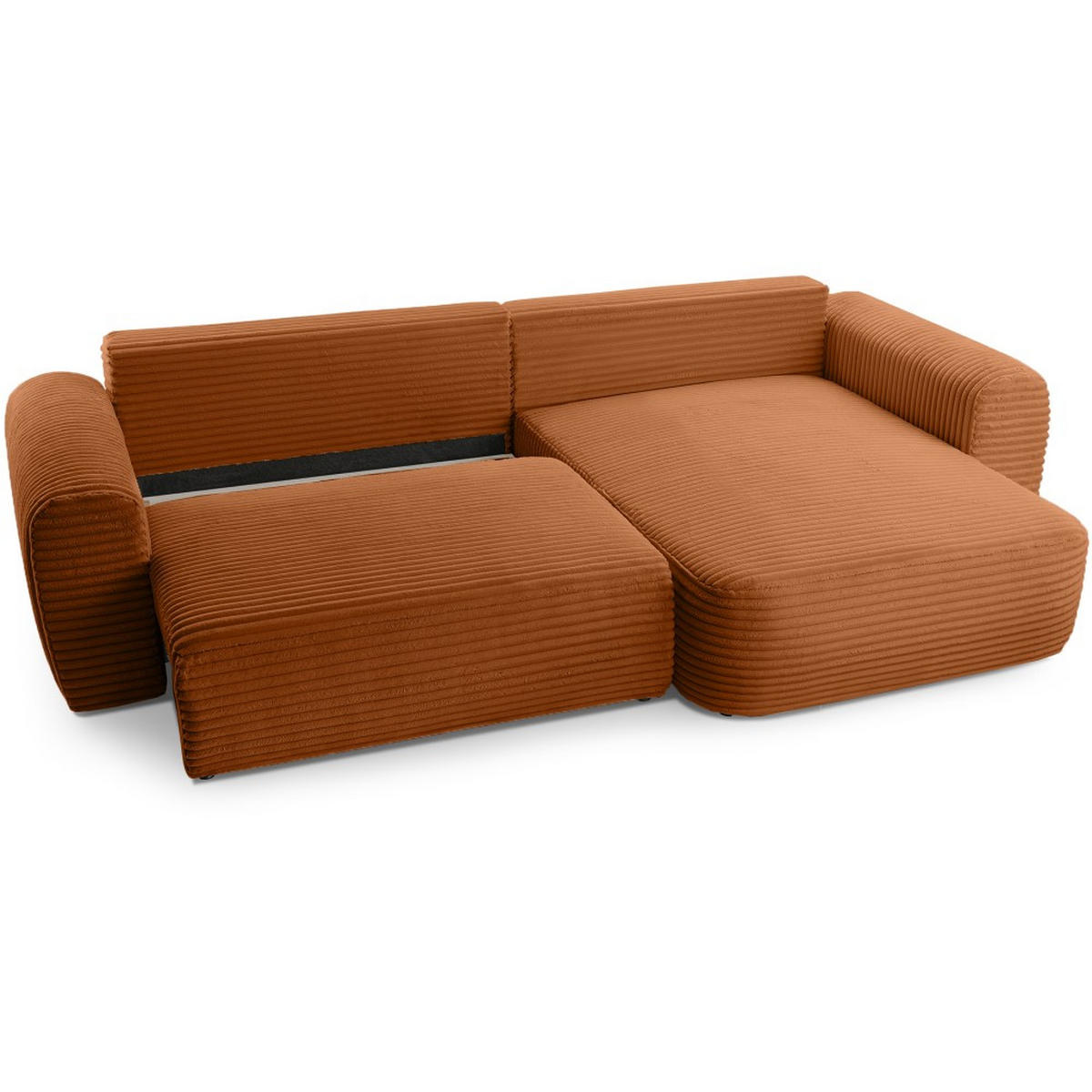 ECKSCHLAFSOFA Harmonia Ziegelrot rechts - Schwarz/Dunkelrot, Textil (297/169cm) - Beautysofa