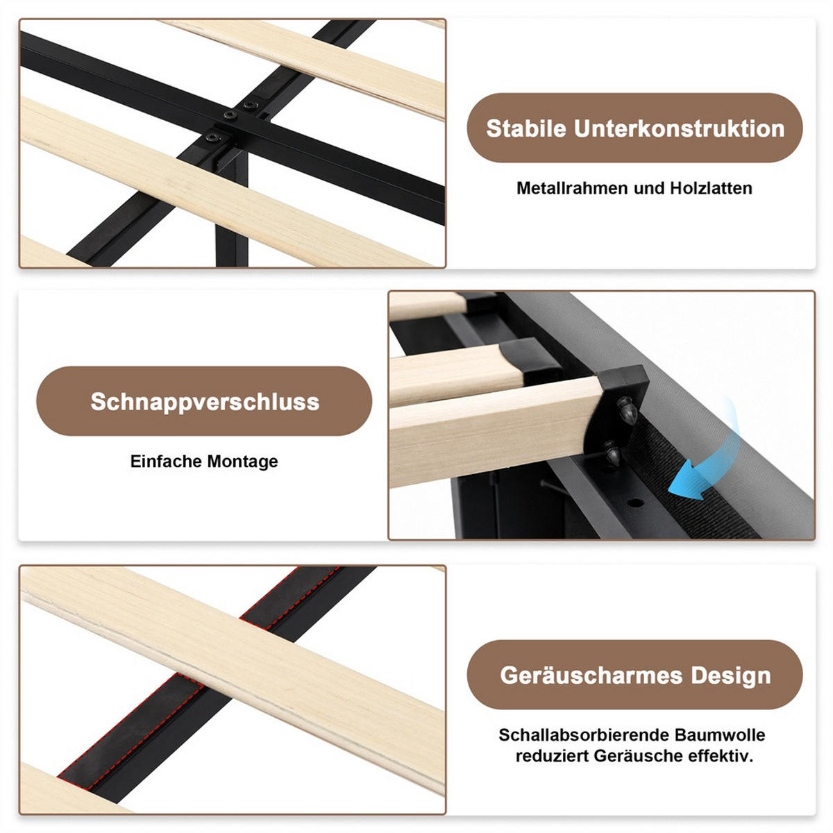 POLSTERBETT 160x200 cm Square Smart mit RGB-LED, EU-Steckdosen & USB-Ports, 4 Schubladen, Leinen-Optik, Dunkelgrau - Grau, Textil (160/200cm) - DELFA