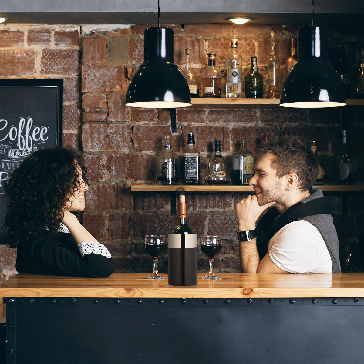 WEINKÜHLER - Schwarz, Metall (12/18.5cm) - Relaxdays