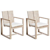 GARTENSTUHL 2er Set Heller Holzfarbton Azzanello - Hellbraun/Weiß, Holz (63/90/61cm) - Beliani