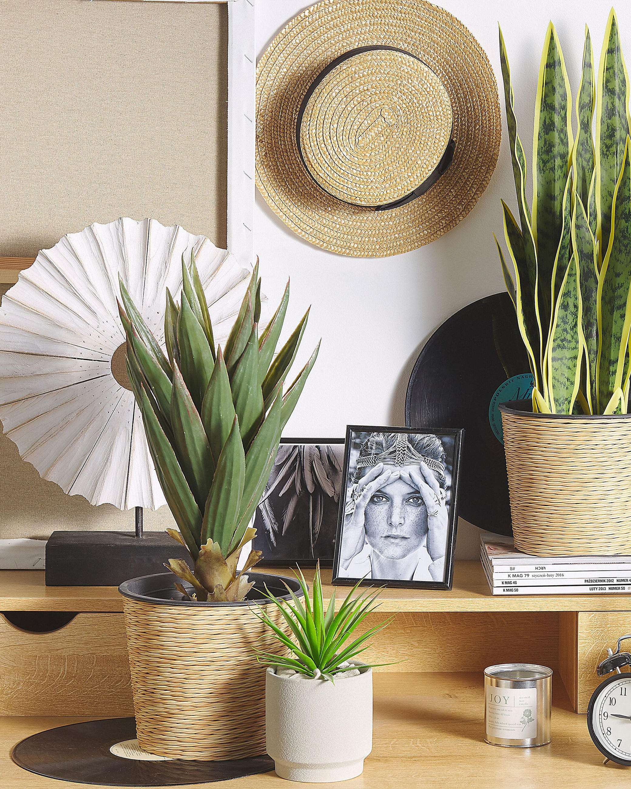 KUNSTPFLANZE im Blumentopf 52 cm Grün/Schwarz Yucca - Schwarz/Grün, Kunststoff (52cm) - Beliani