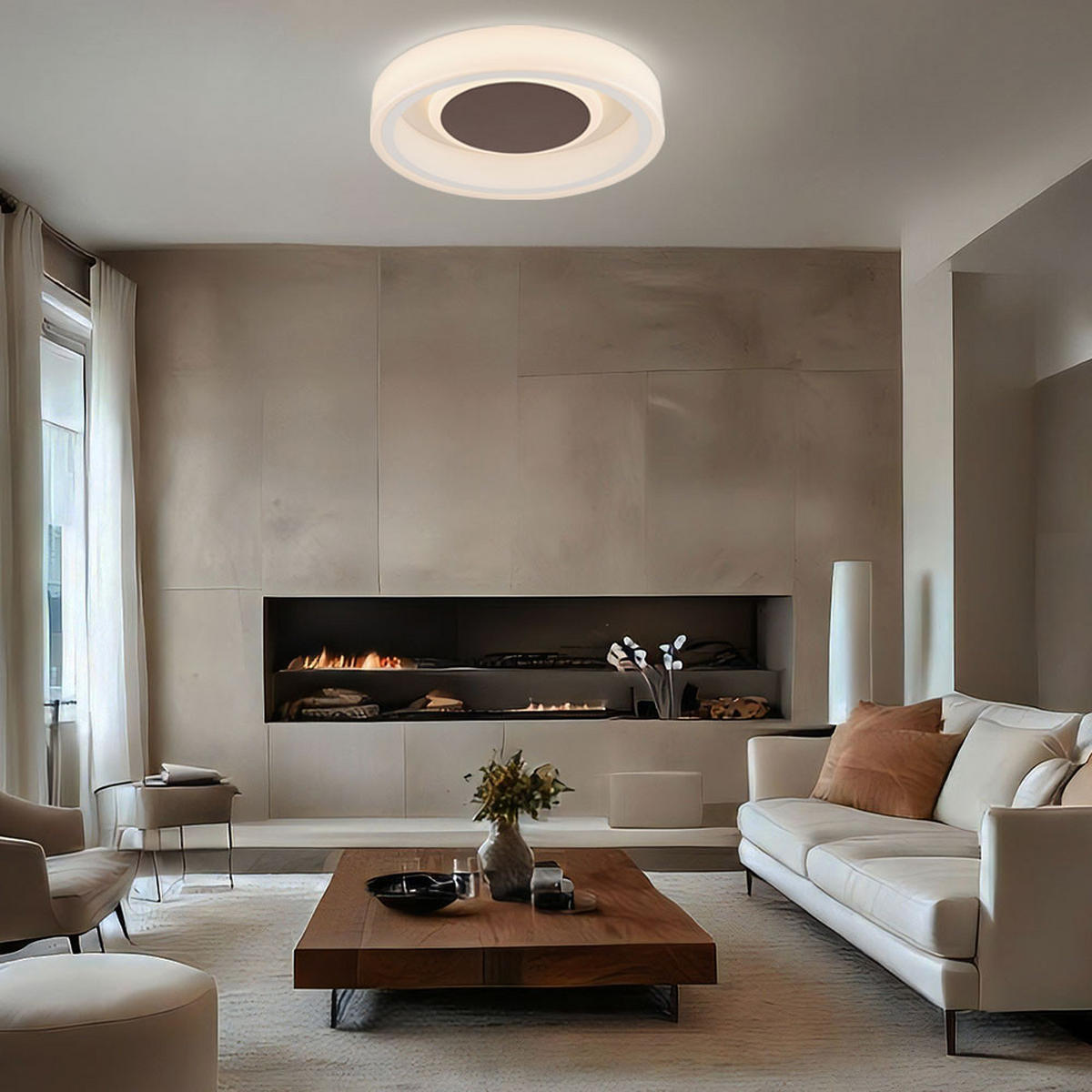 LED DECKENLEUCHTE GOFFI Metall Weiß Braun - Weiß, Metall (35.5/35.5/9cm) - Globo Lighting