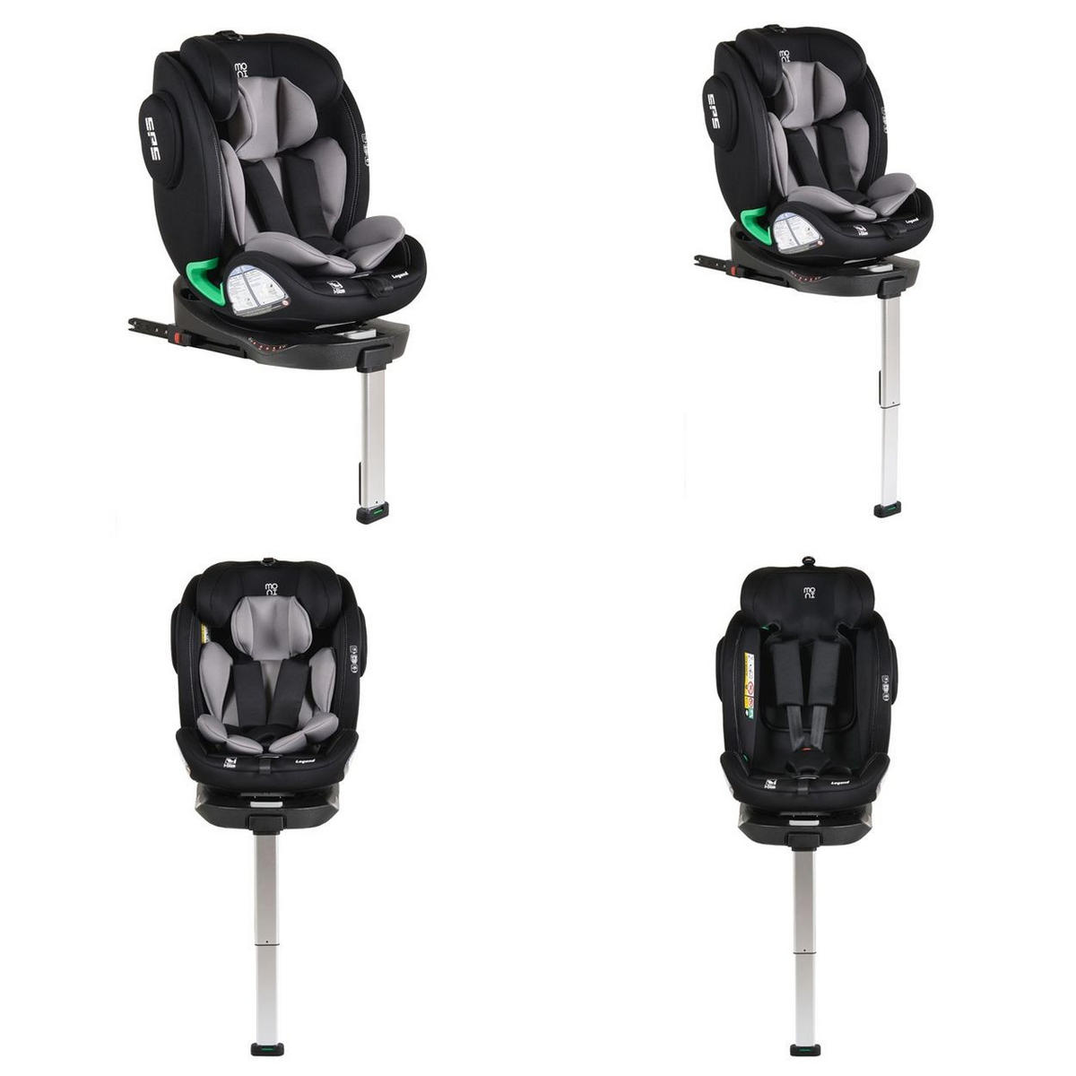 KINDERSITZ Legend i-Size grau (40-150cm) Isofix 360 Grad-Drehung Stützbein SPS - Grau, Kunststoff (46/60/50cm) - Moni