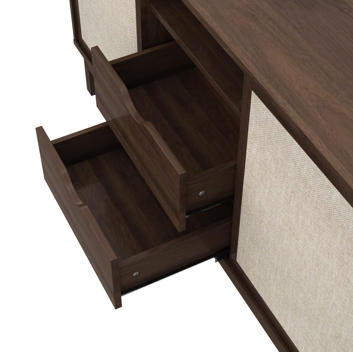 KOMMODE aus Spanplatte 150x39,5x80cm in Walnussfarben mit Schiebetüren - Walnussfarben, Holzwerkstoff (150/80/39.5cm) - Modfu