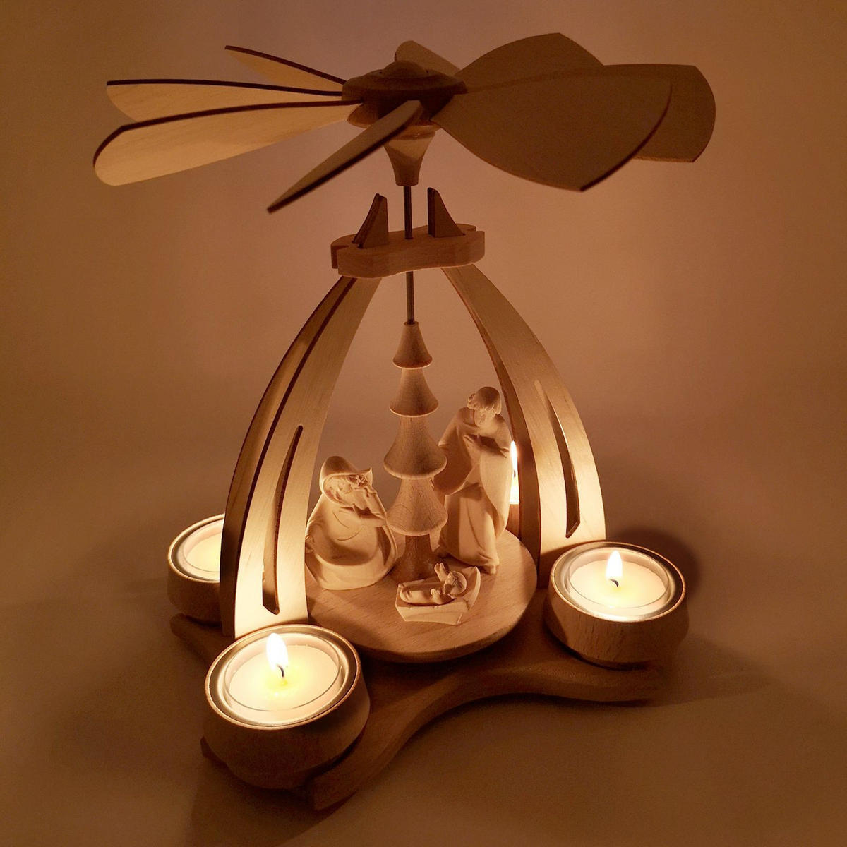 TISCH-PYRAMIDE Heilige Familie 14/18/24 cm - Multicolor, Holz (0.1/24/0.1cm) - Dekoteam24