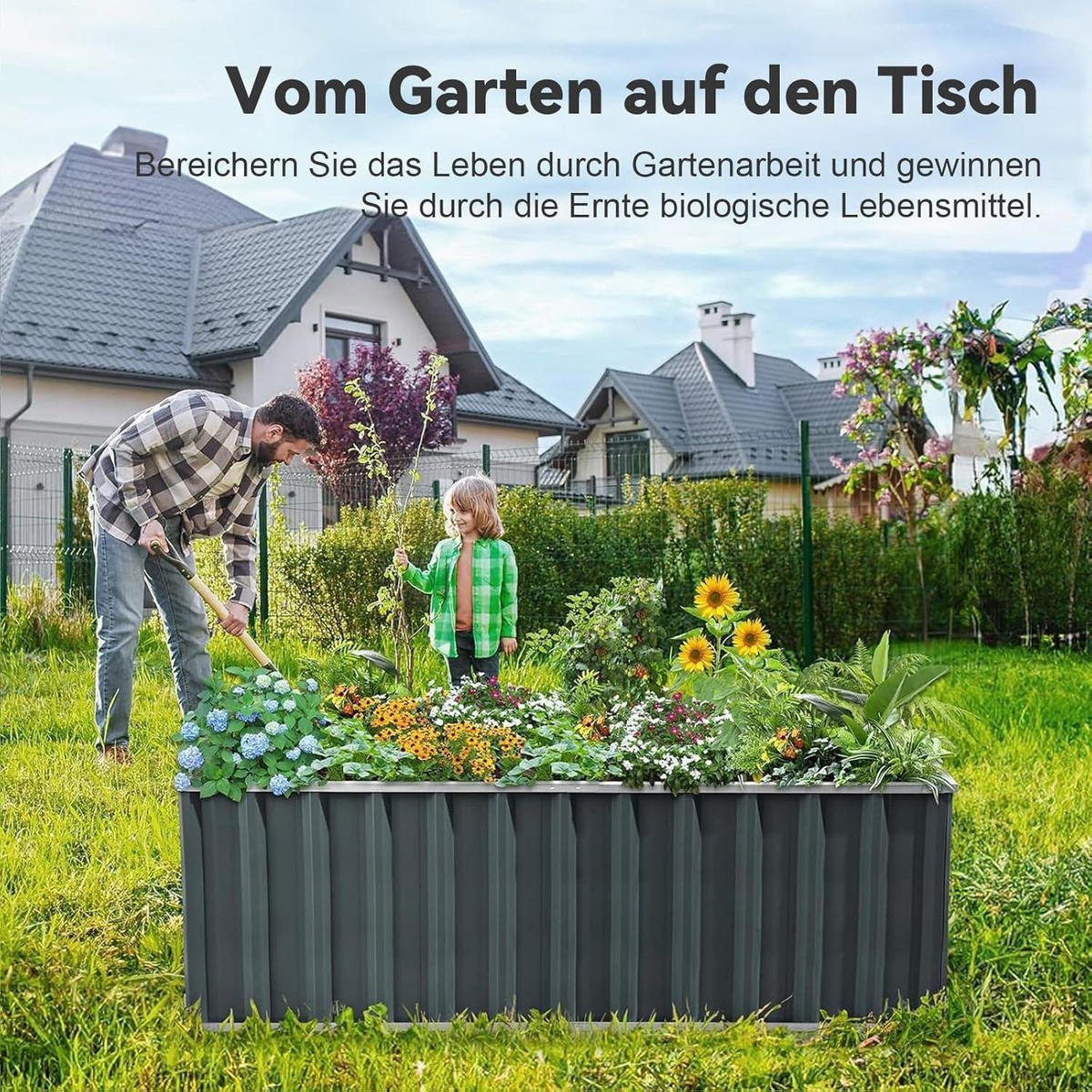 HOCHBEET verzinkter Stahl Grau 174 x 90 x 60 cm - Grau, Metall (91.4/61/172.7cm)