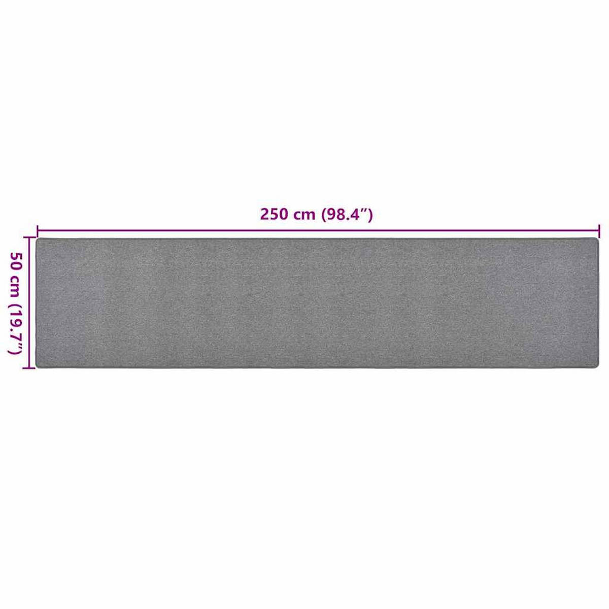 TEPPICHLÄUFER Dunkelgrau 50/250 Cm - Grau, Kunststoff (250/50cm) - vidaXL