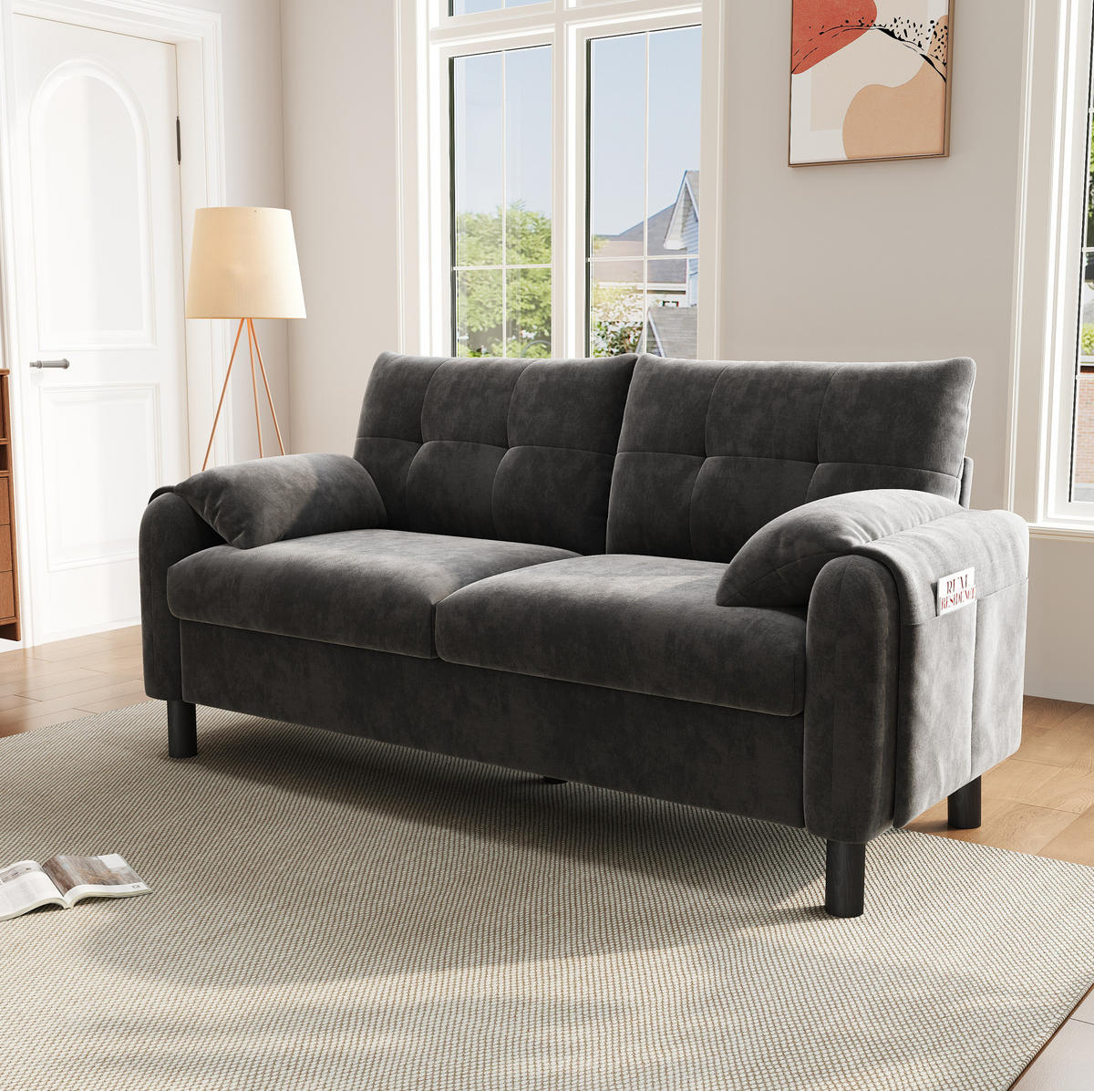 SOFA dvosjed, 158/80/88,5 cm, chenille siva - siva, tekstil (80/88/158cm) - BEAOK
