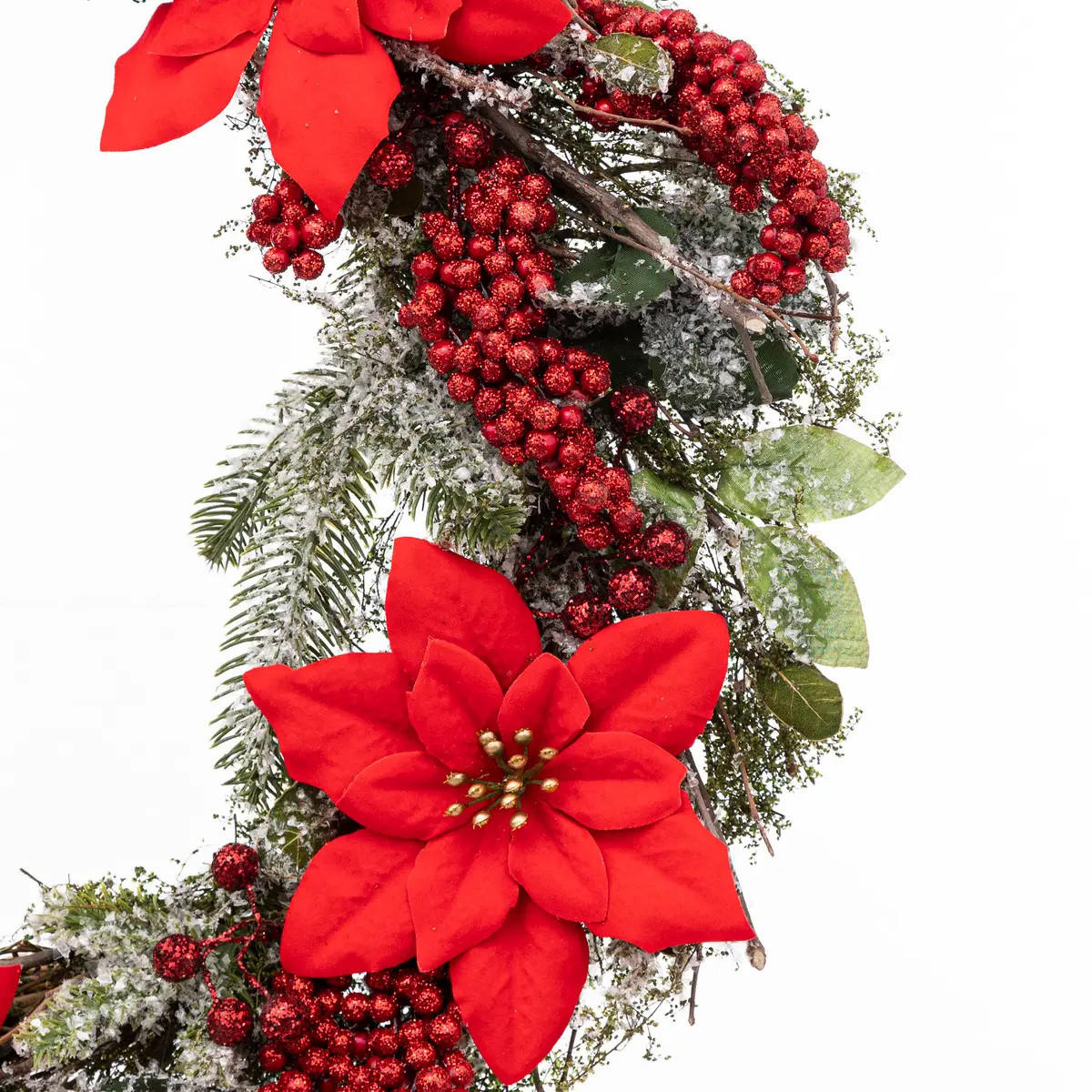 WEIHNACHTSKRANZ mit Weihnachtssternen 50/8/50 cm - Rot, Kunststoff (8/50/50cm) - Atmosphera Createur d´interieur