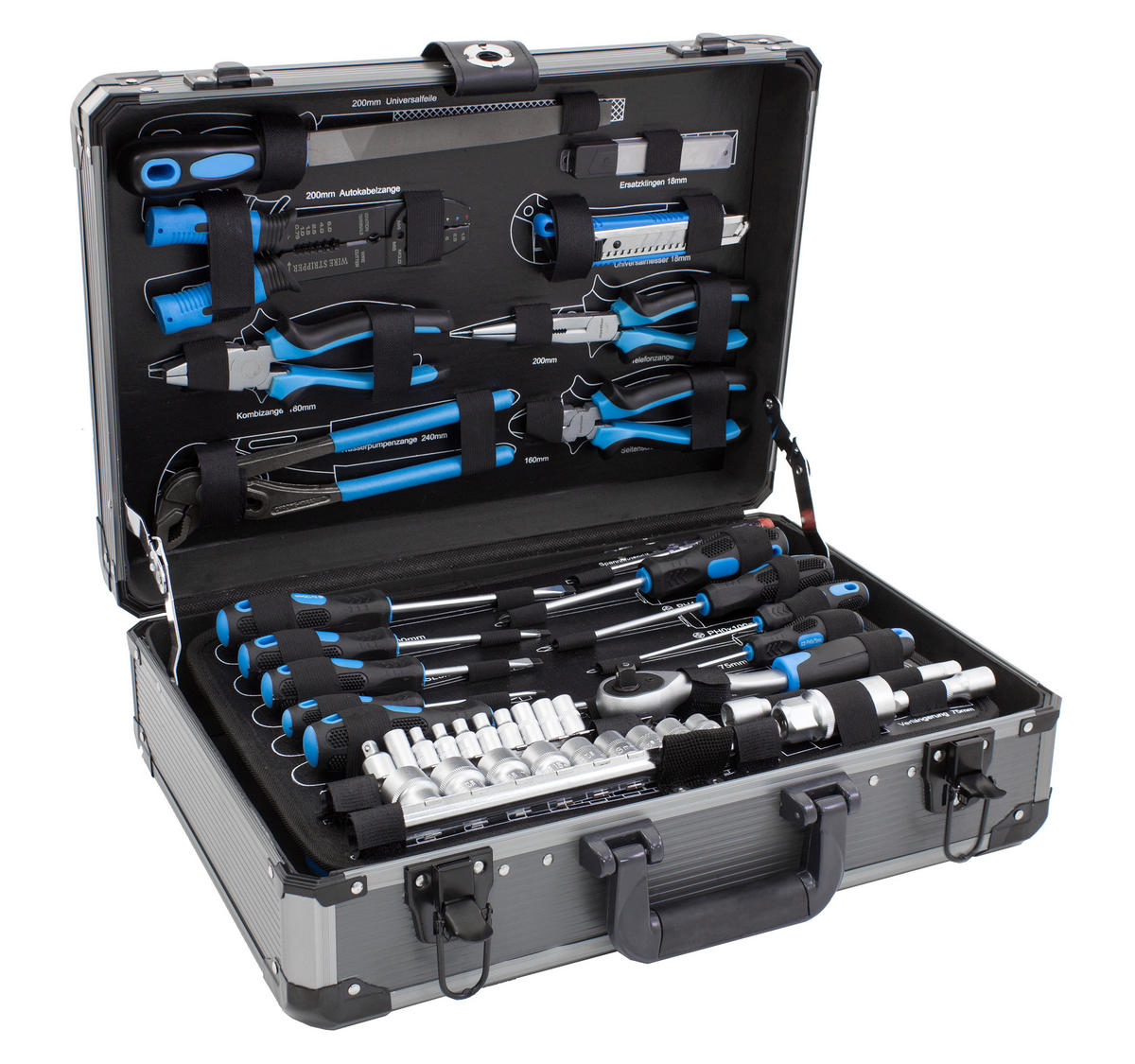 WERKZEUGKOFFER 101-teilig | Mit Hammer, Schraubendreher, Nagelset uvm. - Blau, Metall (47.5/17.5/37cm) - Karcher