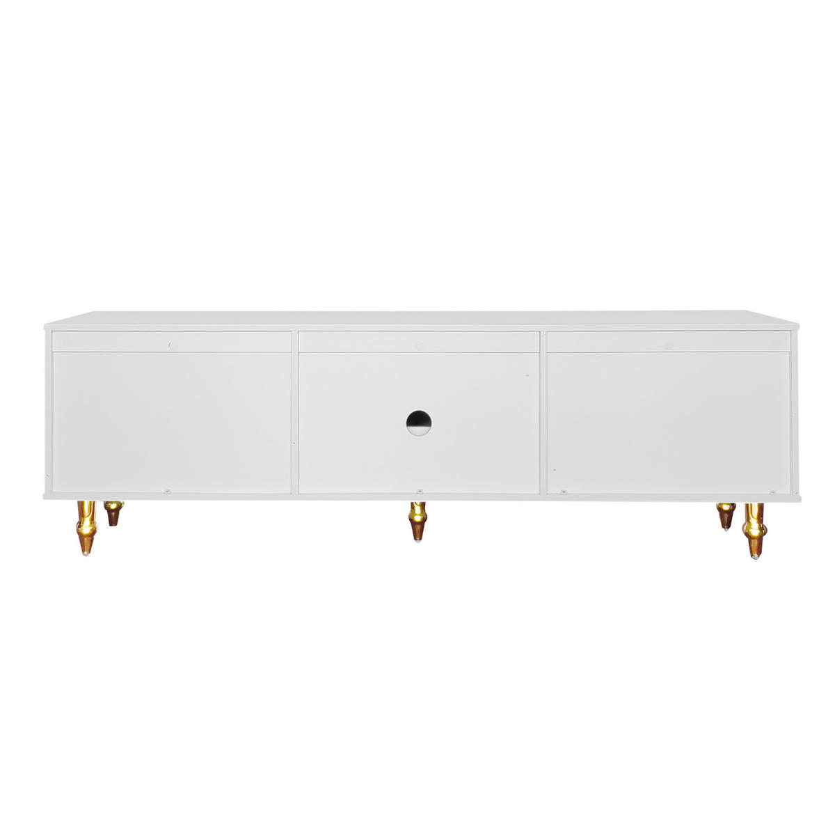 TV-LOWBOARD aus Spanplatte 175x38x55,5 cm Weiß mit PVC-Rattantüren und Push-to-Open-Schubladen - Weiß, Holzwerkstoff (175/55.5/38cm) - IVMEU