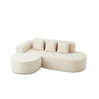 ECKSOFA 220 cm L-Form Cord mit 3 Kissen, recht Chaiselongue, DE-42742, Beige - Beige, Textil (220/155cm) - ComfortXL