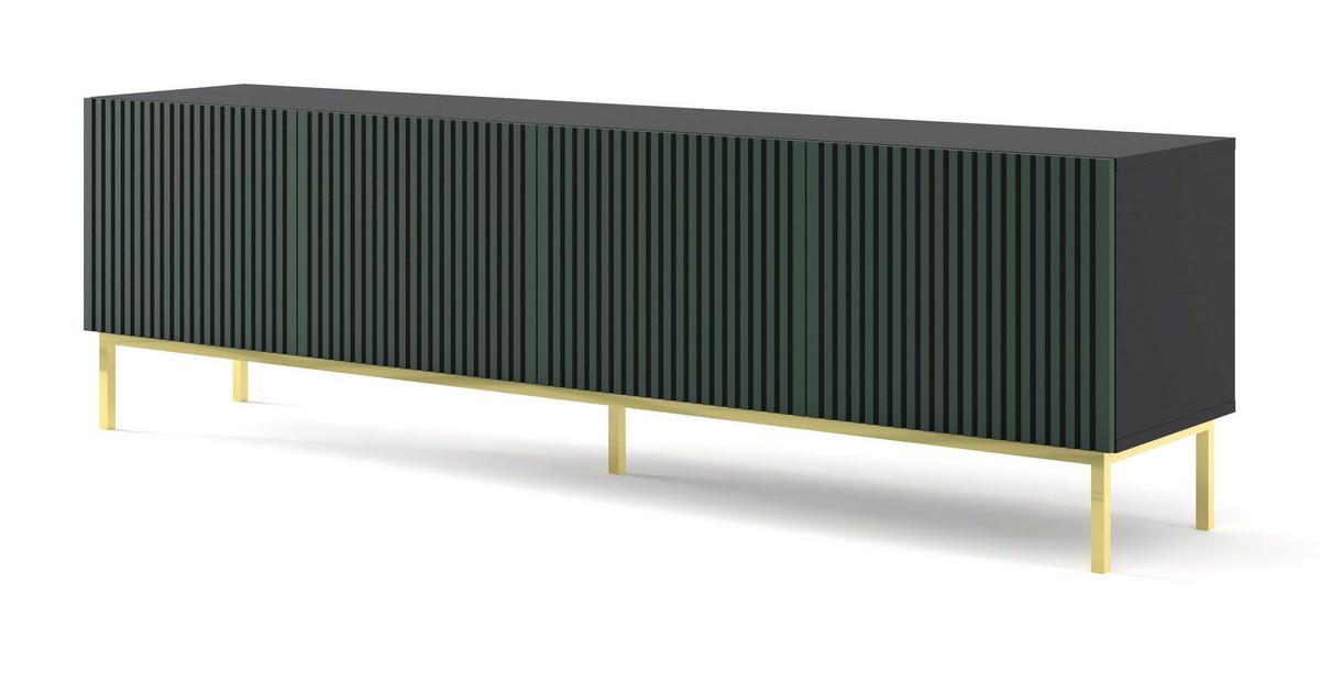 TV-LOWBOARD SCHWARZ - Goldfarben/Schwarz, Holzwerkstoff (200/58/42cm) - FURNLUX