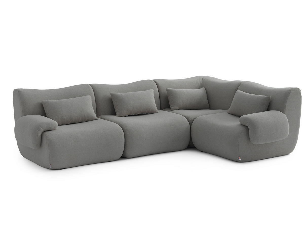 ECKSOFA Bouclé-Stoff Wolkengrau - Grau, Textil (269/182cm) - MILYsofa