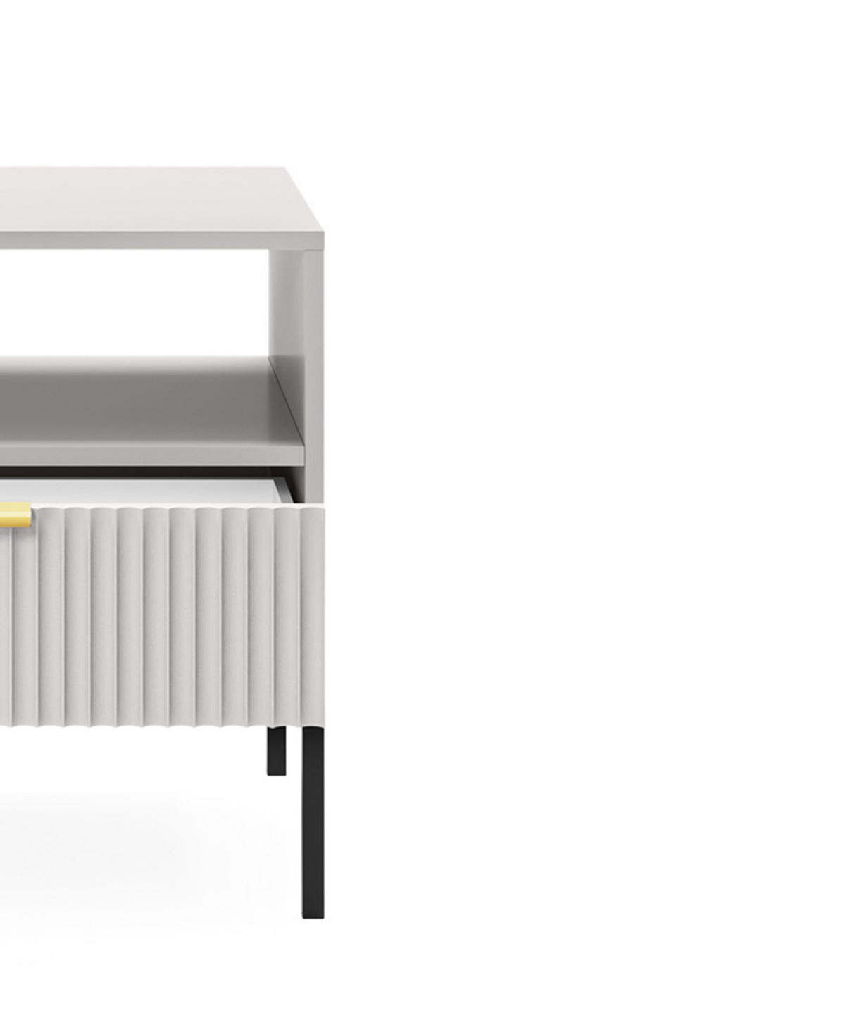 NACHTTISCH Nova - NOC, Geriffelte Front mit Goldenes Griffdesign 54x39x56 cm Grau - Graphitfarben/Schwarz, Holzwerkstoff/Kunststoff (54/56/39cm) - DomoHome