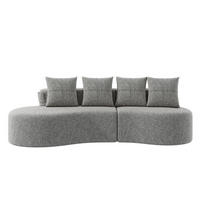 SOFA 240/109/60 cm aus Leinen mit 4 Kissen, Becherhaltern und Seitentaschen Hellgrau - Hellgrau, Textil (109/63/240cm) - Modenvie
