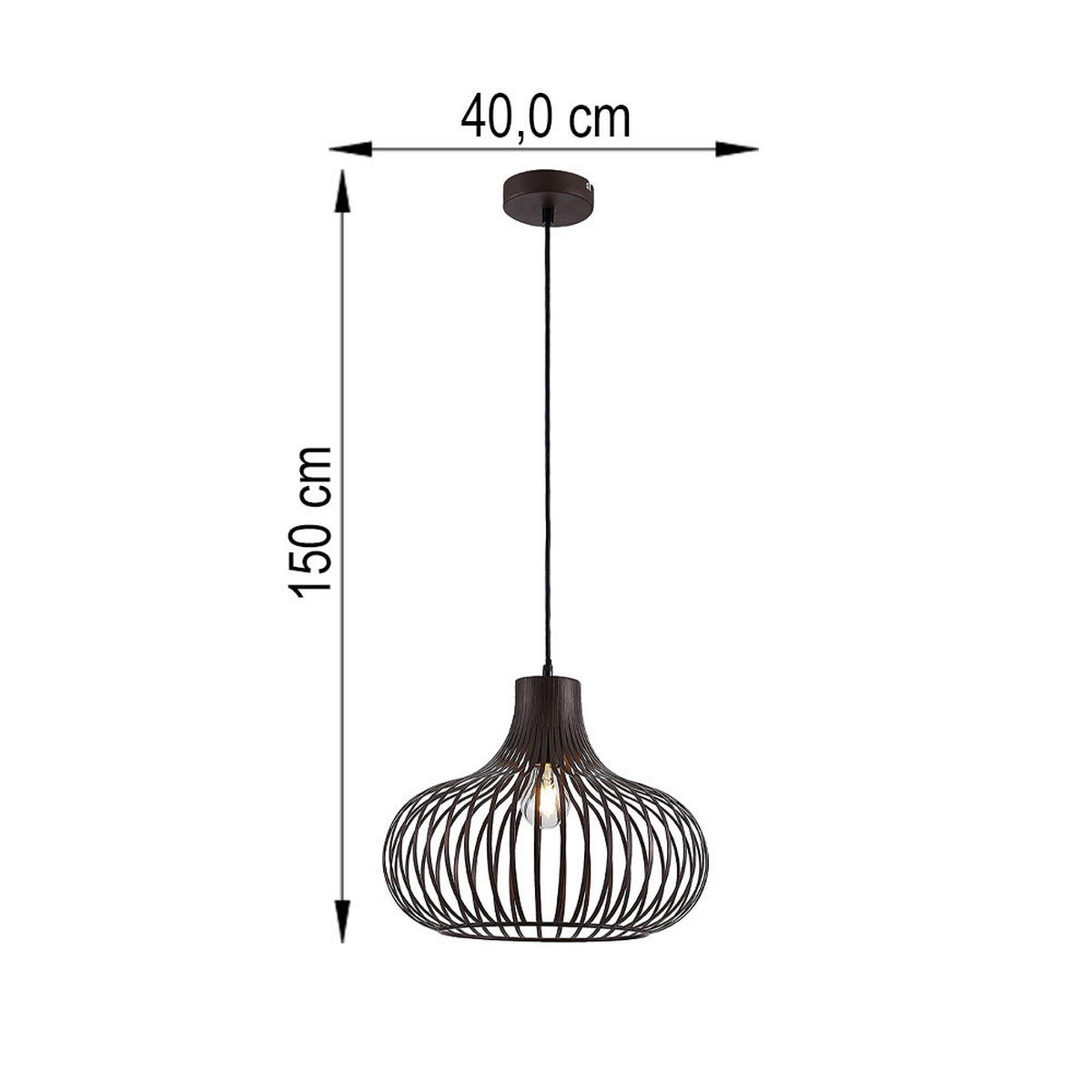 LED PENDELLEUCHTE MATEO, Metall, rostfarben matt - Bronzefarben, Metall (40/40/150cm) - Nowa