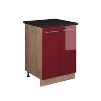 SPODNÁ SKRINKA POD DREZ Fame-Line, Bordeaux vysoký lesk/Dub Goldkraft, 60 cm - dub medový/bordová, kompozitné drevo (60/82/60cm) - Vicco