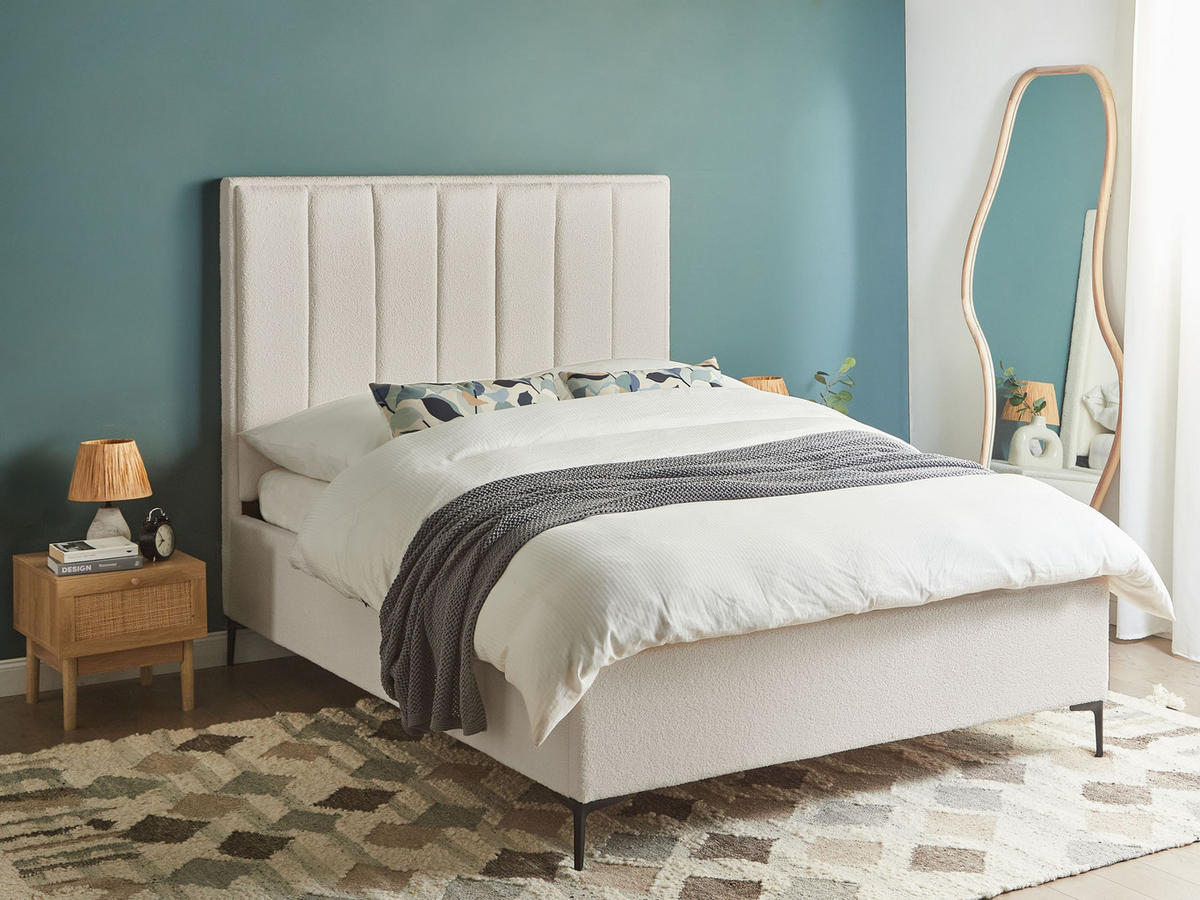POLSTERBETT 140x200 cm Weiß Sezanne - Creme, Textil (140/200cm) - Beliani