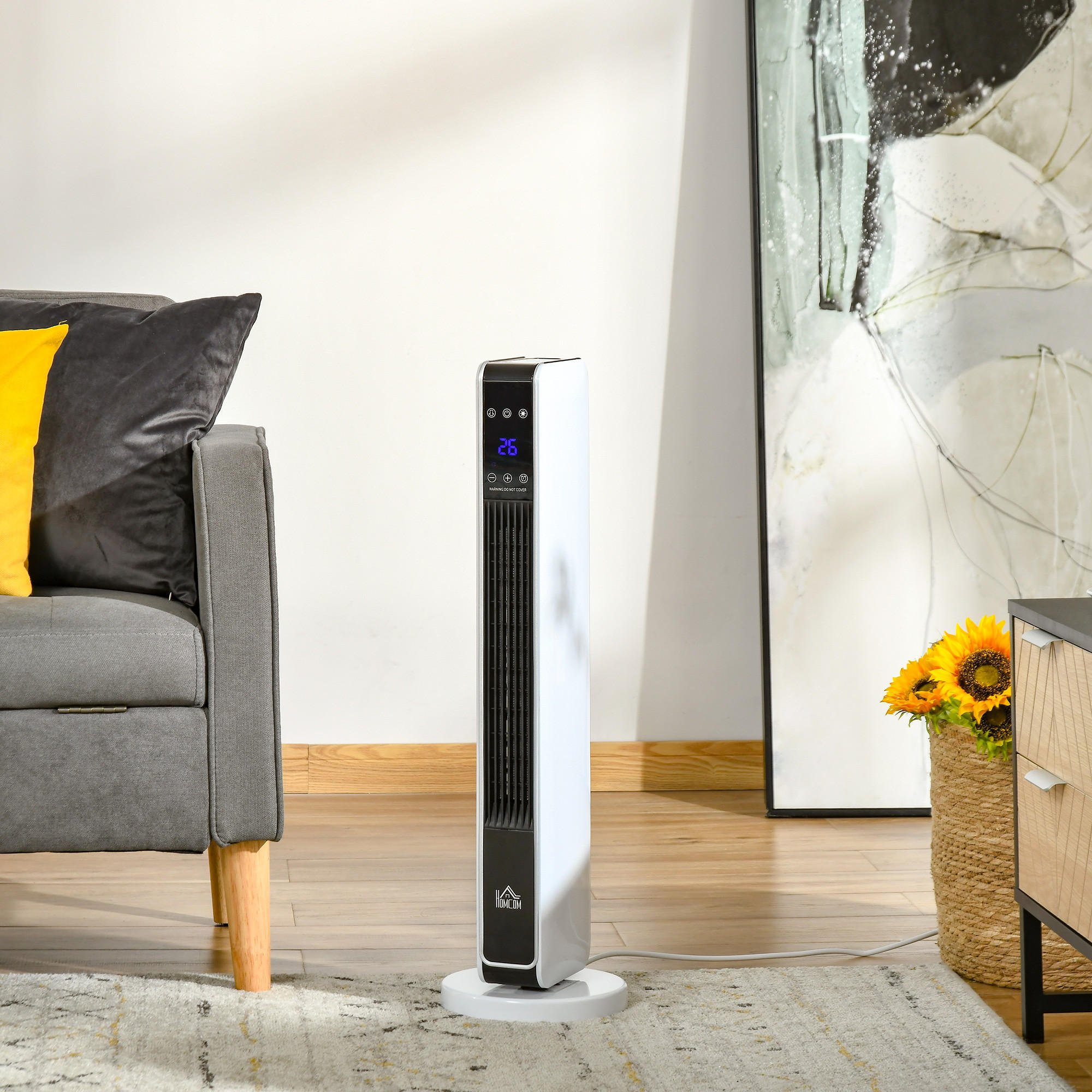 HEIZGERÄT, 2200W, mit Fernbedienung 8-Stunden-Timer, ABS, PA, Weiß+Schwarz - Weiß, Kunststoff (21/73/21cm) - HOMCOM