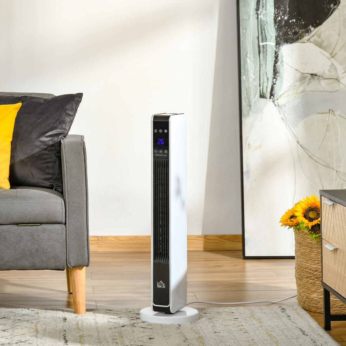 HEIZGERÄT, 2200W, mit Fernbedienung 8-Stunden-Timer, ABS, PA, Weiß+Schwarz - Weiß, Kunststoff (21/73/21cm) - HOMCOM