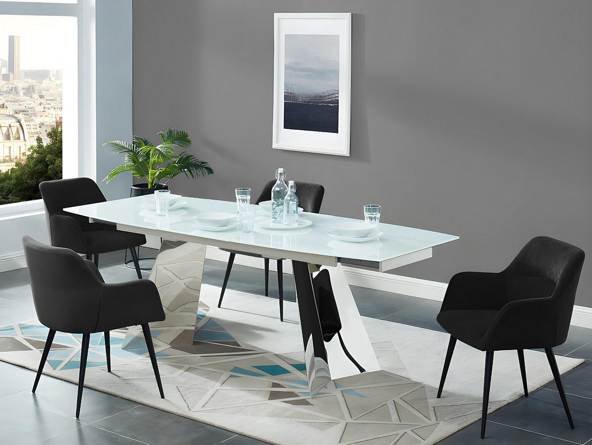 STUHL 6er-Set - Stoff & Metall - Schwarz - HEKA - Schwarz, Textil (61/78/59.5cm) - Vente-Unique