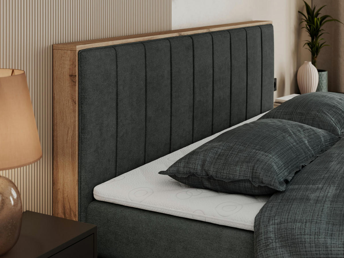 BOXSPRINGBETT BELLISSIMO KING 180/200 Dunkelgrau Struktur - H3 - Dunkelgrau, Holz/Textil (180/200cm) - MKS