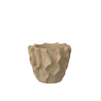 BLUMENTOPF RUND WELLE Beige - Beige, Stein (17.5/15.5cm) - J-Line