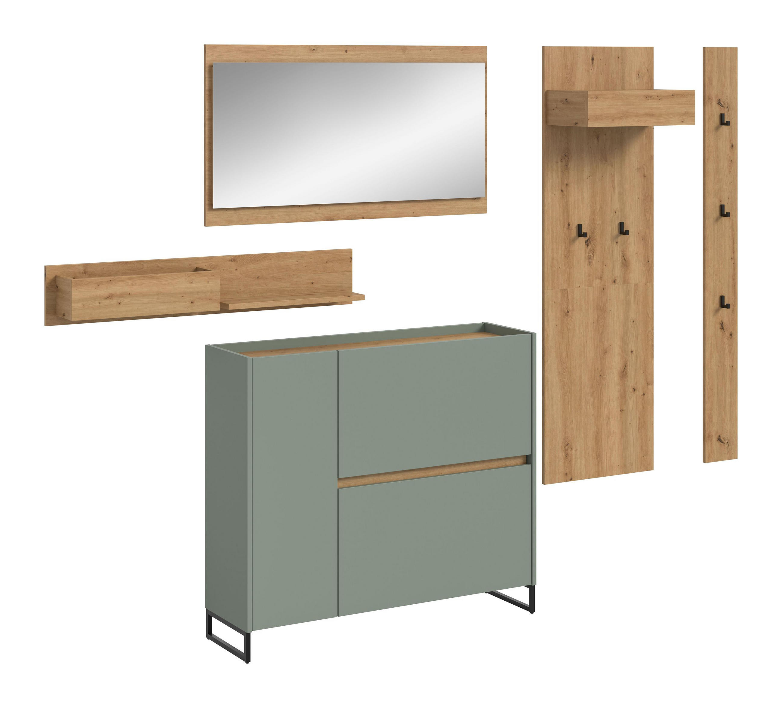 Homes & Jones Garderobe Salbeigrün 236x192x32 cm