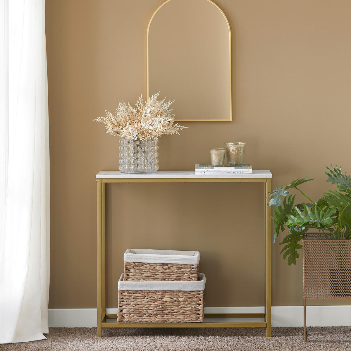 KONSOLENTISCH Golden - Goldfarben, Holzwerkstoff (30/80/75cm) - SoBuy