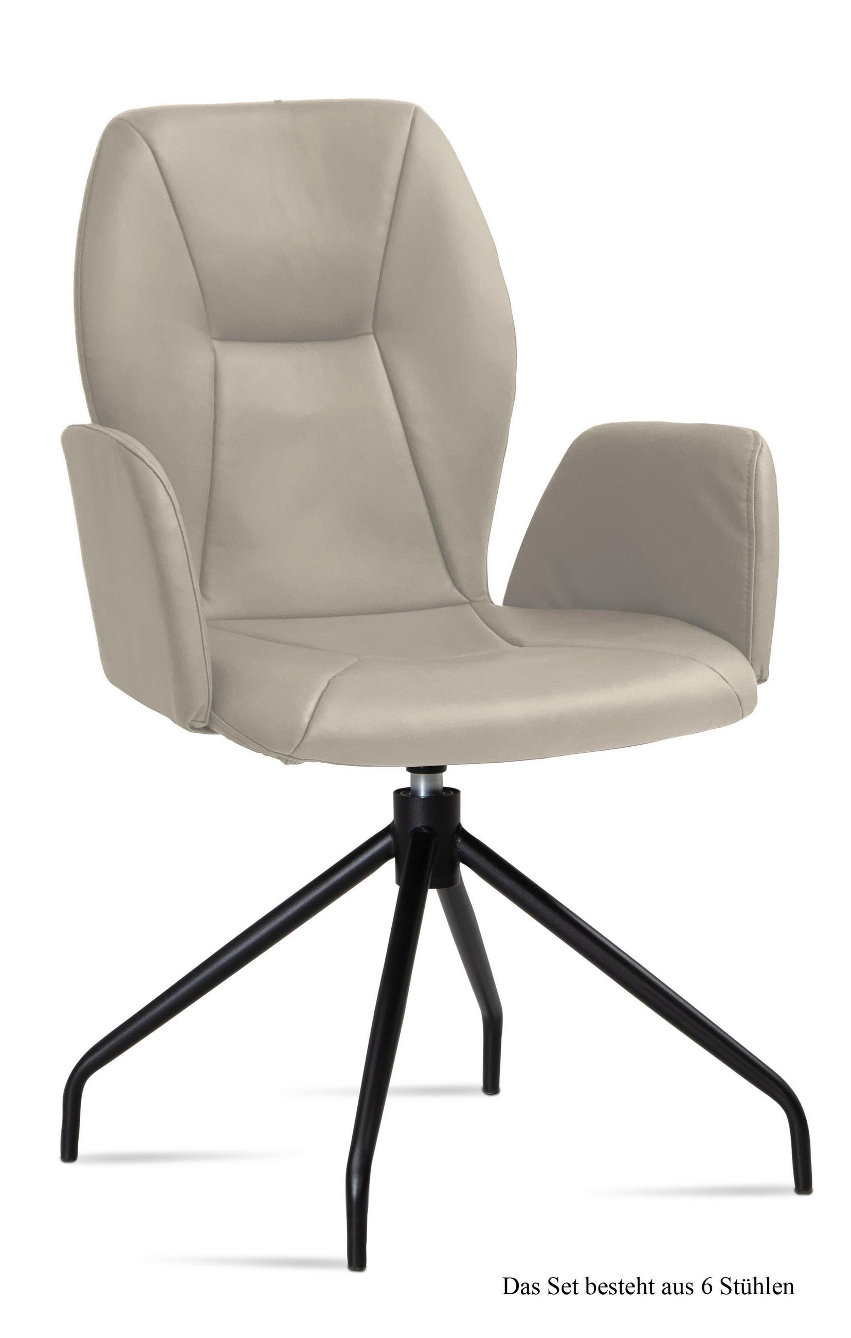 ARMLEHNSTUHL drehbar (6er-Set) Dorett 58x92x60 Schwarz/Natur - Schwarz/Naturfarben, Kunststoff (60/92/58cm) - 58aufmkessel