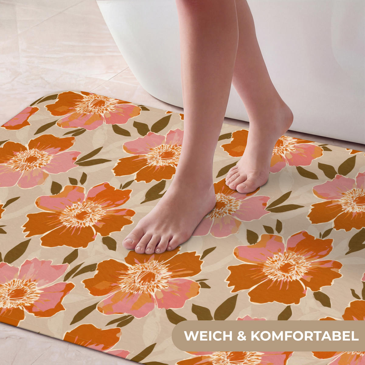 KÚPEĽŇOVÁ PREDLOŽKA Kvety - Motív - Retro 120x60 cm - viacfarebná, textil/plast (120/60cm) - OnlyWow