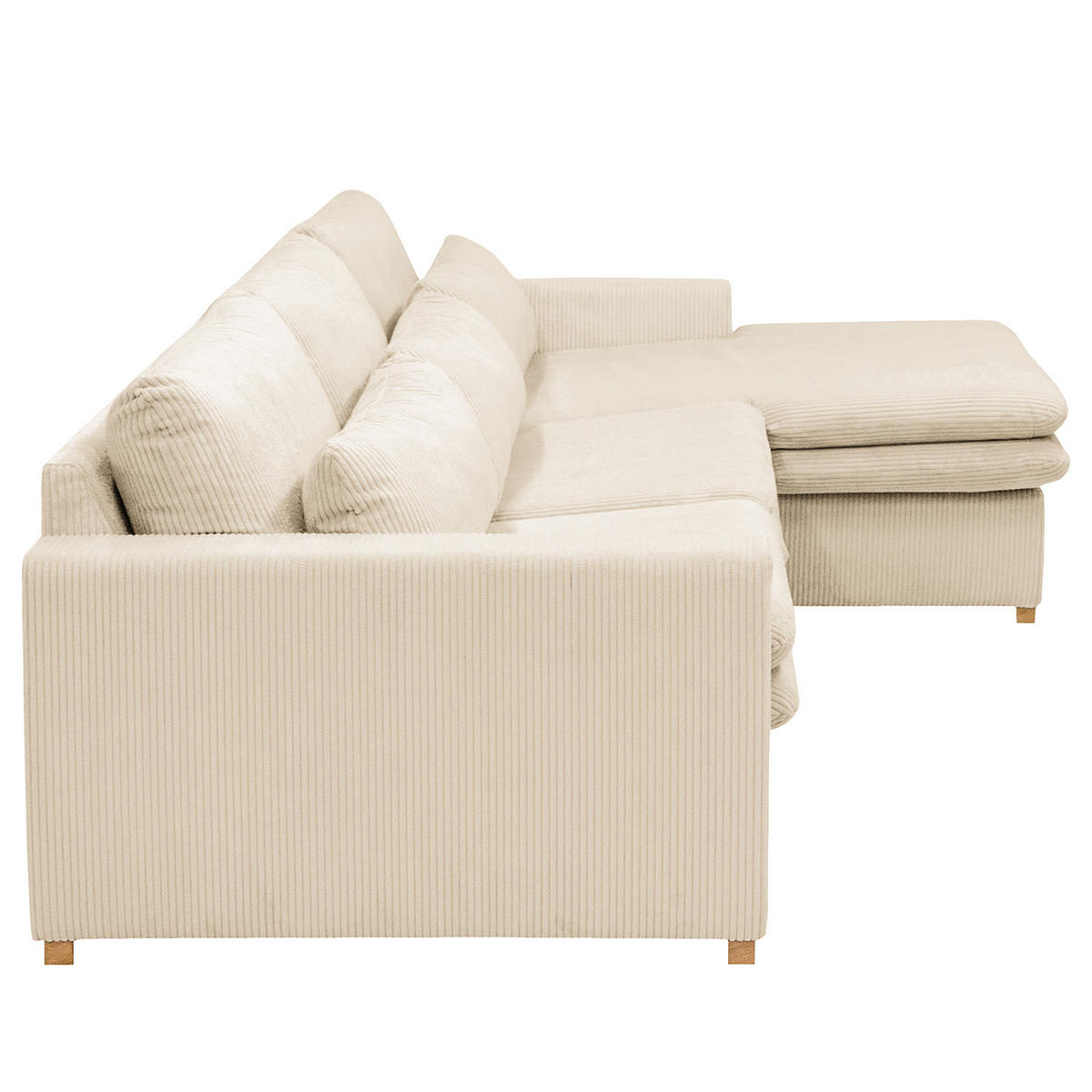 ECKSOFA mit Longchair - Creme, Textil (299/164cm) - home24
