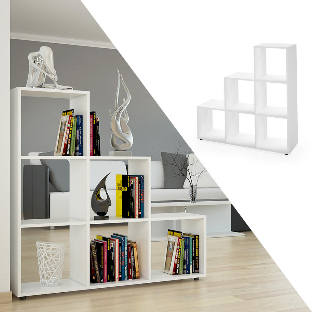 TREPPENREGAL Weiß 105 x 107.5 cm - Weiß, Holzwerkstoff (105/107.5/29cm) - Vicco