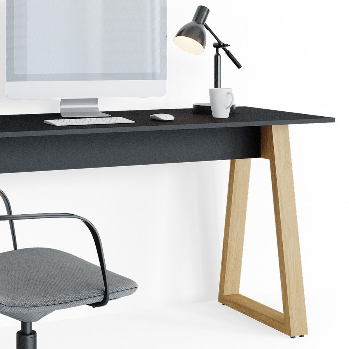 SCHREIBTISCH Nautica Anthrazit 138 x 60 cm - Anthrazit/Buchefarben, Holzwerkstoff (60/138/77cm) - Vicco