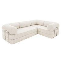 ECKSOFA Cord 300 x 200 cm Creme mit Schlaffunktion - Creme, Textil (300/200cm) - SURB