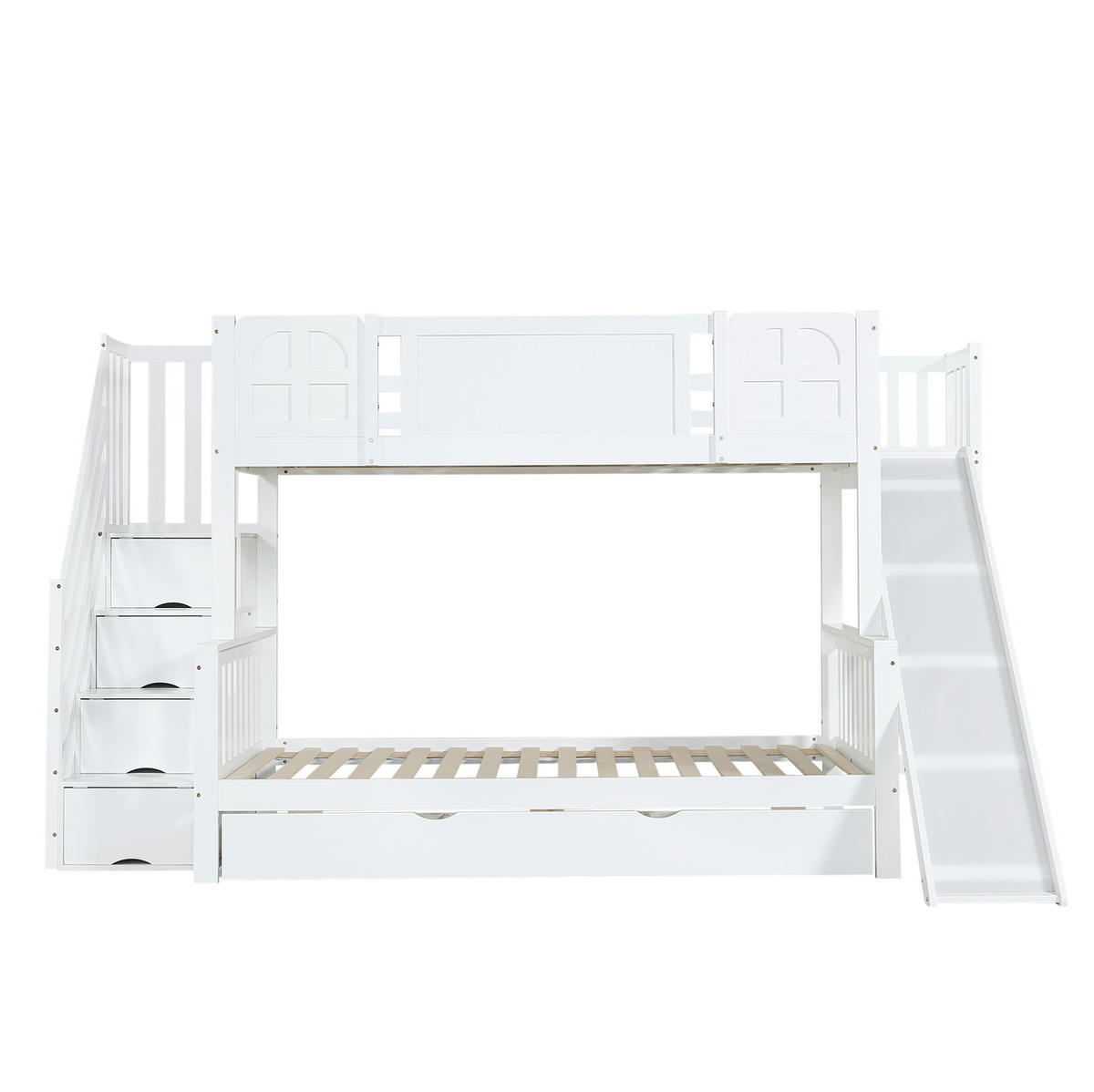 ETAGENBETT 90/120x200 cm mit Rutsche und Stauraum in Weiß - Weiß, Holzwerkstoff (90/200cm) - OKMYHOME