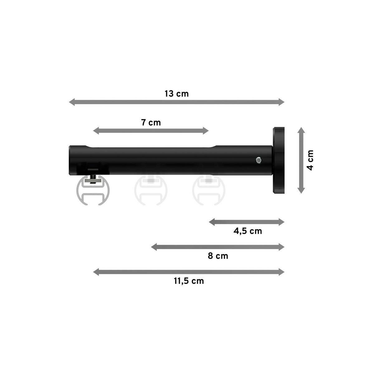 INNENLAUF-GARDINENSTANGEN-SET Siteno Santo 320 cm (geteilt in 2 x 160 cm), 1-läufig, 20 mm Ø Schwarz - Schwarz, Metall (320cm) - INTERDECO