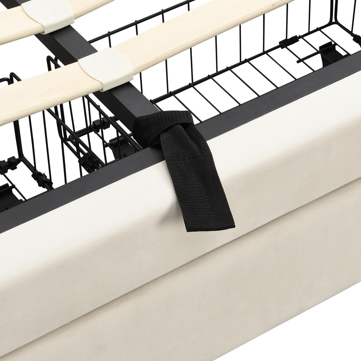 POLSTERBETT 140x190 mit Lattenrost 2 Schubladen Velours Beige - Beige, Textil (140/190cm) - FLIEKS