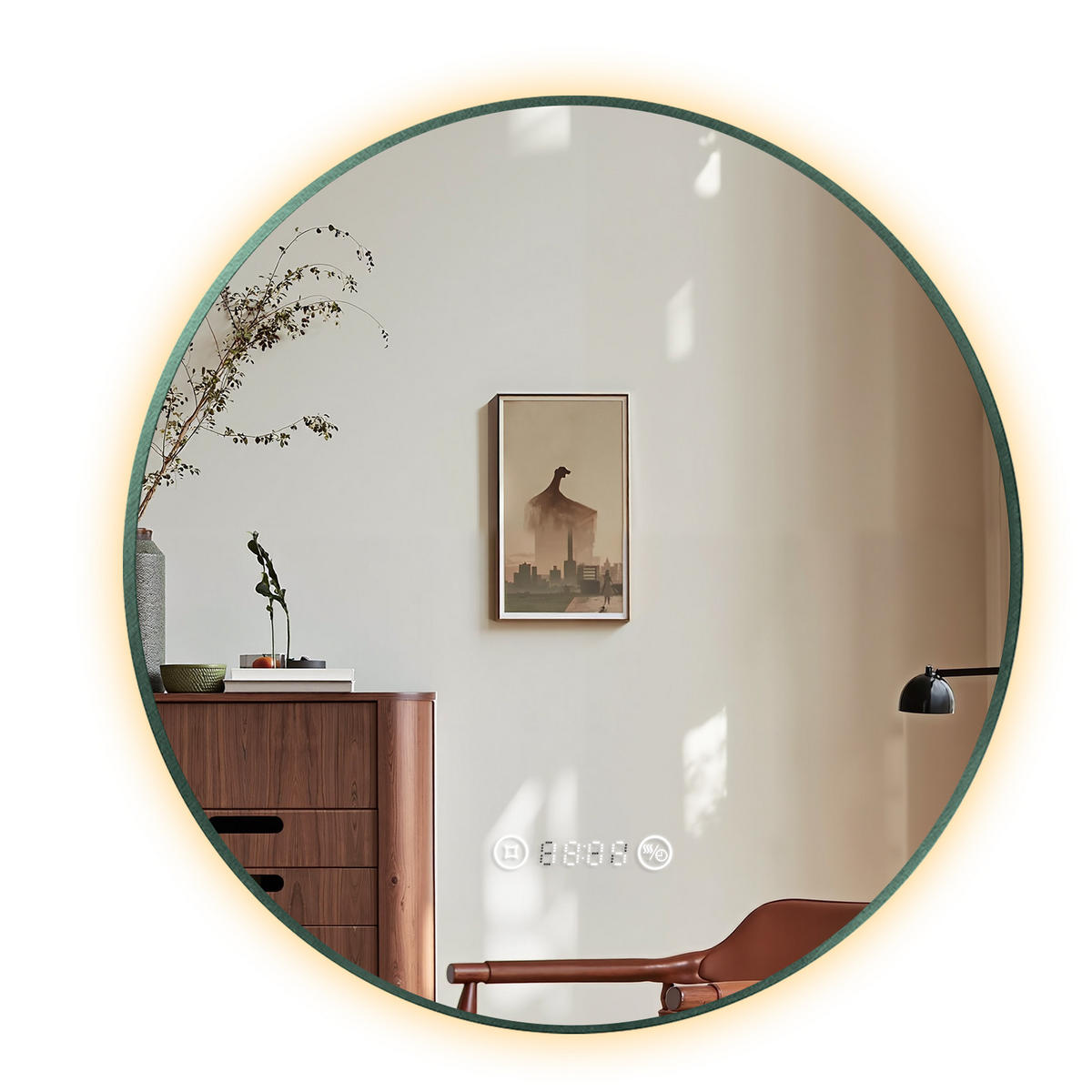 BADSPIEGEL Rund mit Beleuchtung Grün ф80 cm - Grün, Glas (80/3.1/80cm) - EMKE