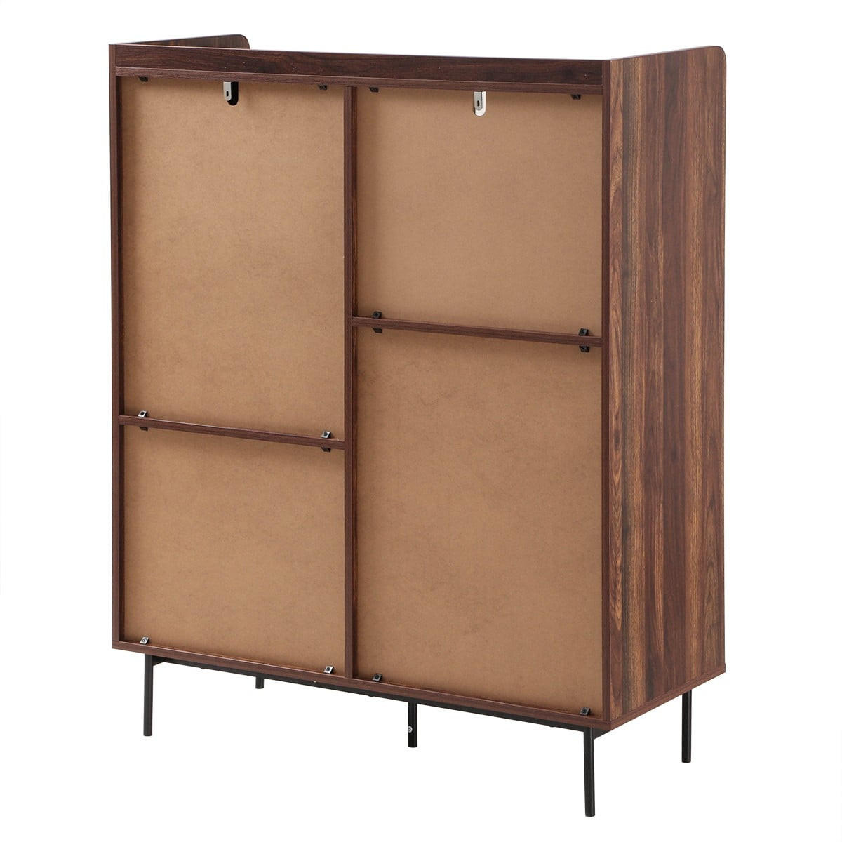 HIGHBOARD 2 Türen 2 Schubladen aus Textil und Walnuss-Dekor 80/120/40 cm - Nussbaumfarben, Holzwerkstoff (39.5/120/47cm) - Calicosy