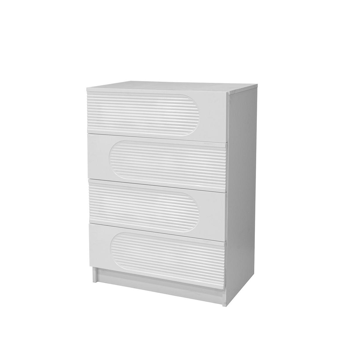 KOMODA 60/38,5/85 cm se 4 zásuvkami, plnovýsuvem a lesklými čely z MDF a dřevotřísky, Bílá - bílá, kompozitní dřevo (60/85/38.5cm) - Redom