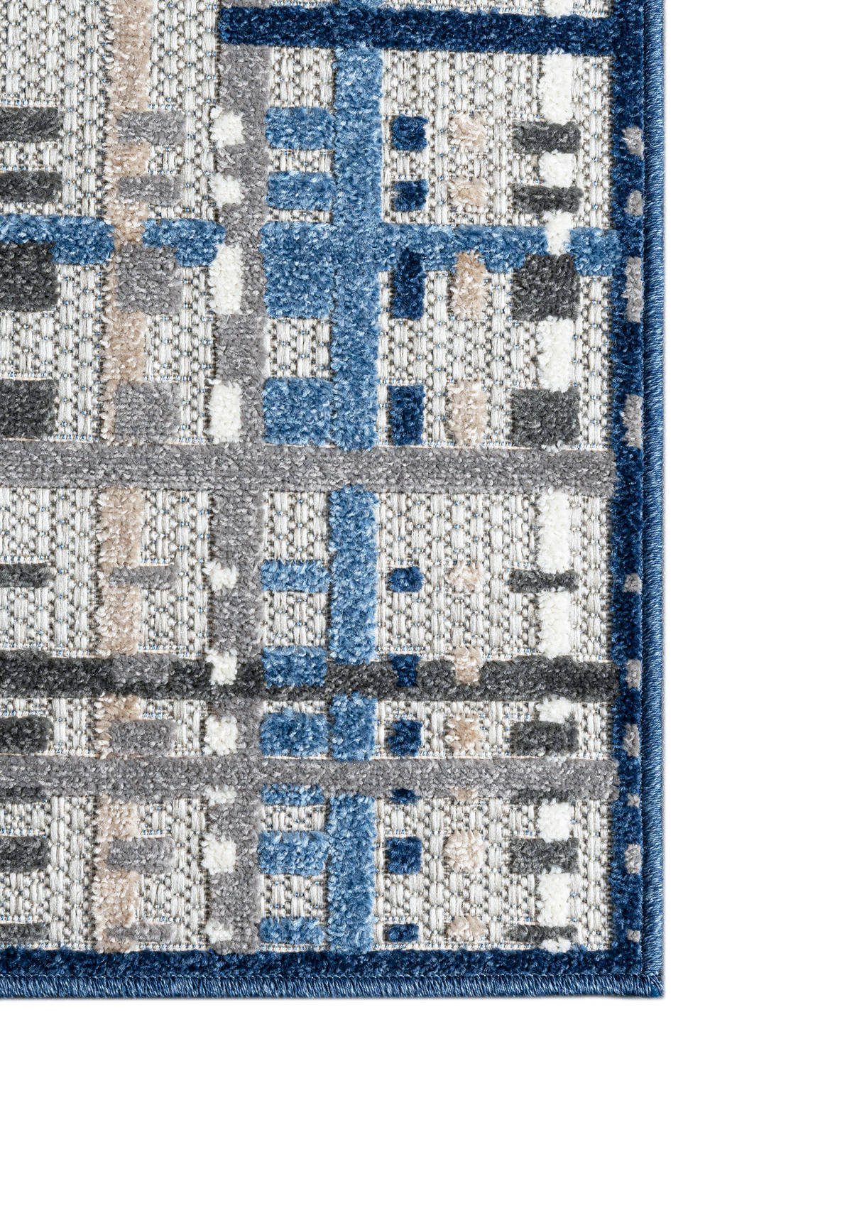 TEPPICH Outdoor Geometrisch Streifen Kurzflor Rechteckig Moderne - 120x170 cm - Blau, Textil (120/170cm) - Mazovia