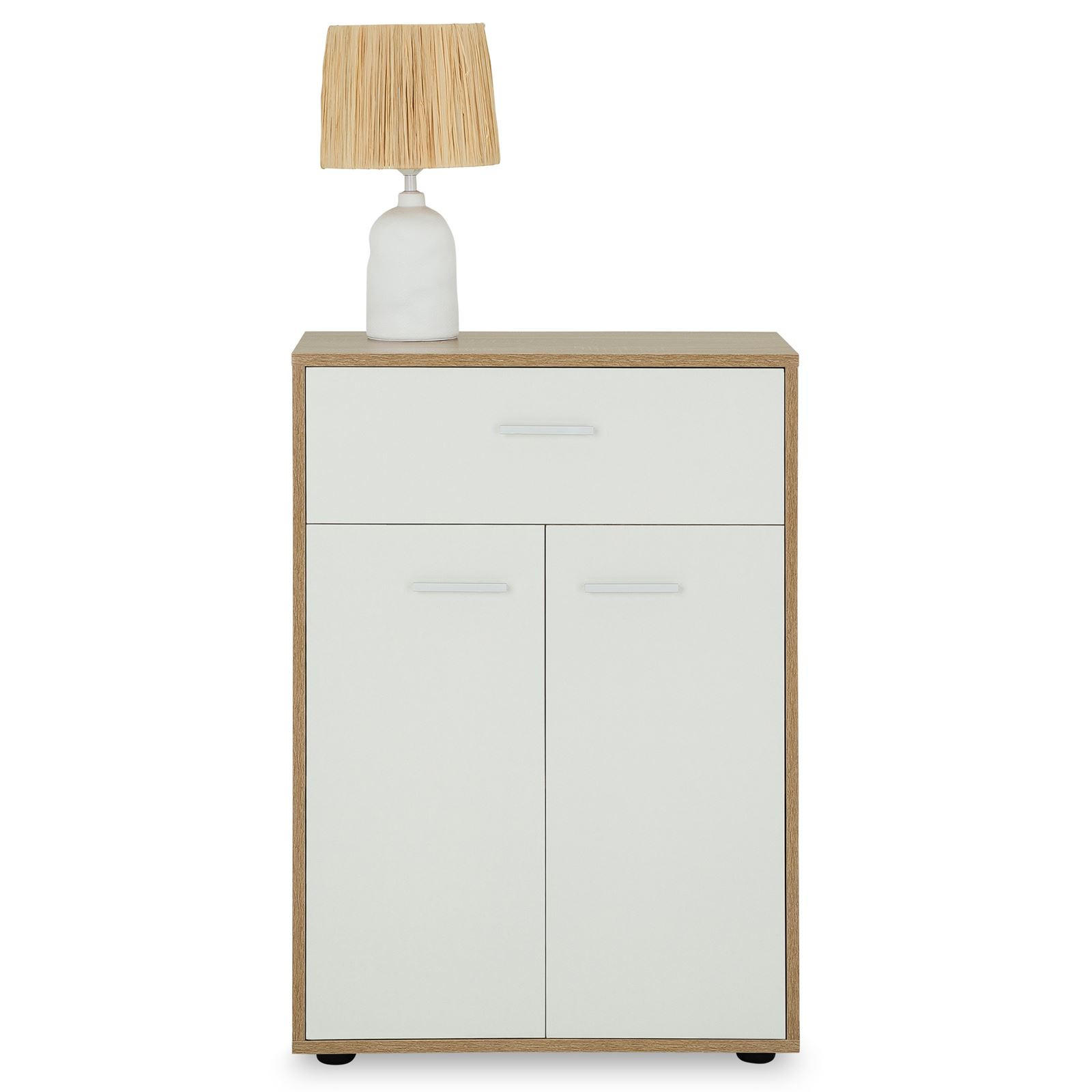 CARO-Möbel Kommode Sonoma Eiche, Weiß 60x84x30 cm