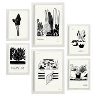 POSTER Set Mit 6 In Schwarzer Tinte Hinterhof Künstlerische Und Abstrakte Drucke Für Innenarchitektur A3 & A4 Weißer Rahmen - Weiß, Papier (29/3cm) - Nacnic