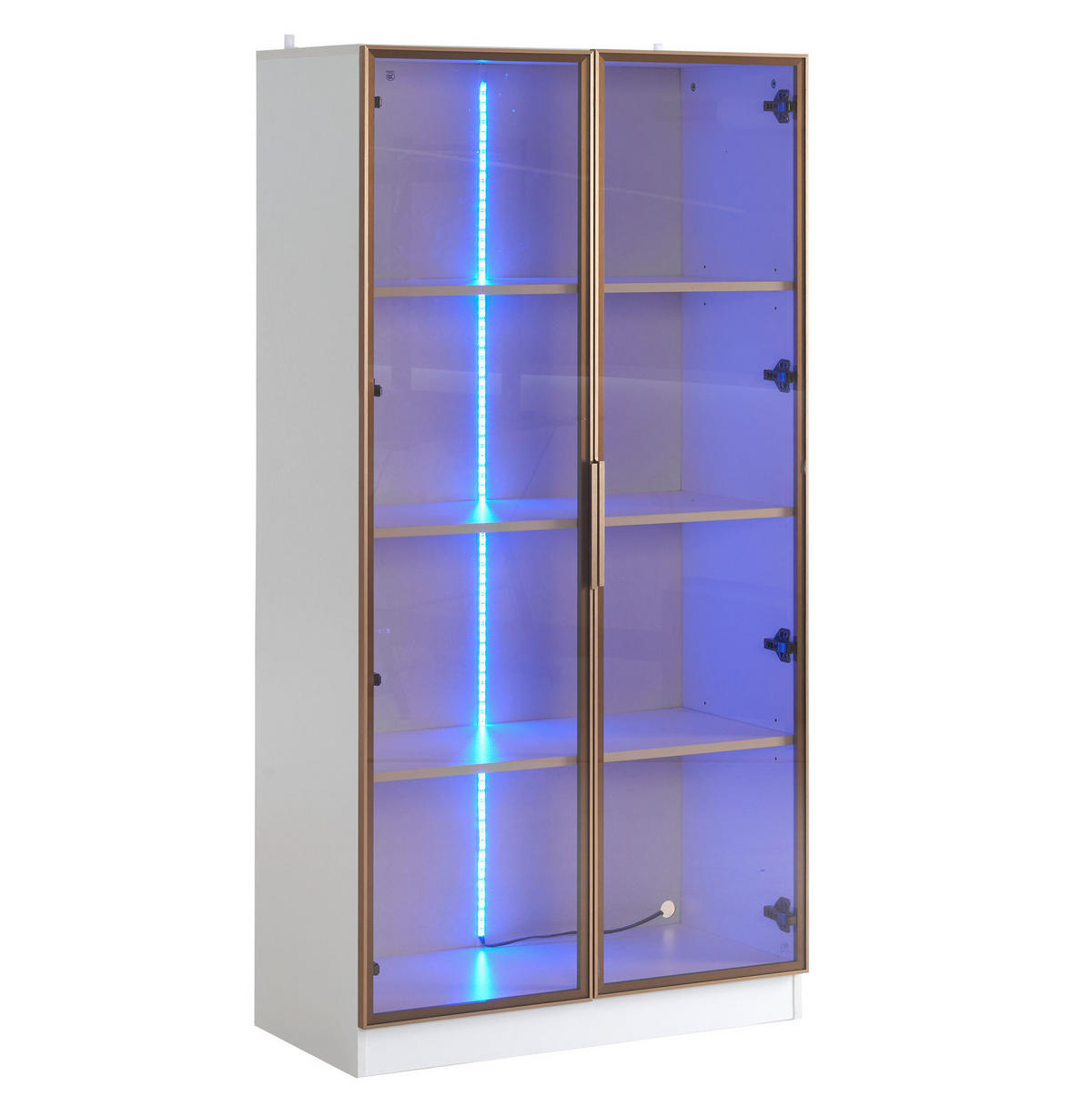 VITRINE 80/40/160 cm Weiß aus Spanplatte mit LED-Beleuchtung - Weiß, Holzwerkstoff (40/160/80cm) - OKMYHOME