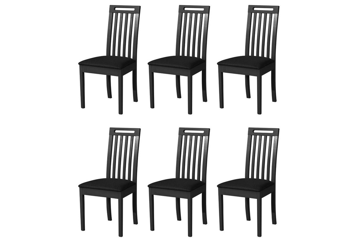 STUHL Roma 10 (6er Set) - Schwarz, Holz (47/96/43cm) - Leaf Design