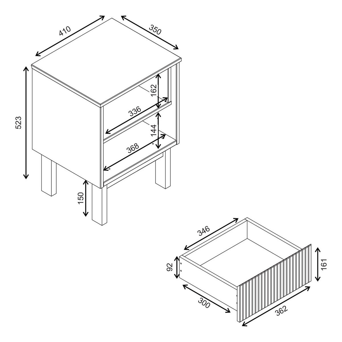 MASSIVE NACHTKOMMODE - Pinie / Kaschmir - Braun, Holz (41/52/35cm) - home24