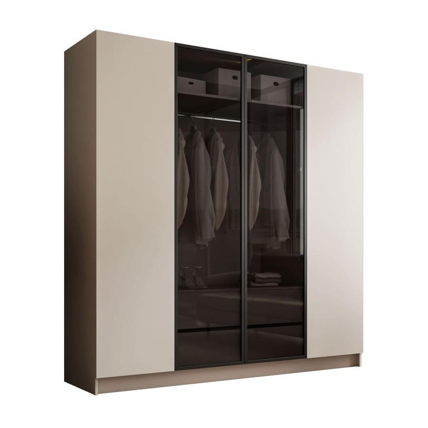 KLEIDERSCHRANK ATRIUM mit Glasfront - Kaschmir, Holzwerkstoff (200/210/57cm) - Lookway